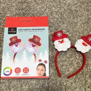 E-Merge LED Santa Headband Christmas Red Costume